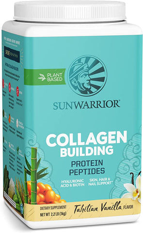Sunwarrior Vegan Collagen Building Powder Protein Peptide with Biotin Vitamin C Hyaluronic Acid Collagen Protein Powder for Hair Skin Nail Dairy Free Gluten Free | Vanilla Collagen Powder 1kg
